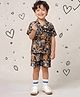 AJ Dezines Cotton Woven Half Sleeves Ethnic Theme Printed Coordinating Shirt & Shorts Set - Black