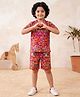 AJ Dezines Cotton Woven Half Sleeves Village Theme Printed Coordinating Shirt & Shorts Set - Pink