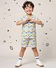 AJ Dezines Cotton Woven Half Sleeves Abstract Printed Coordinating Shirt & Shorts Set - White