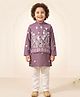 AJ Dezines Cotton Woven Full Sleeves Floral Printed Kurta & Pyjama Set With Jacket - Purple