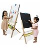 Shumee 3 in 1 Height-Adjustable Wooden Standing Art Easel for Kids - Double Sided Whiteboard & Chalkboard with Inbuilt Paper Roll