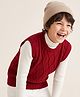 Pine Kids Cable Knit Sleeveless  Pullover - Red