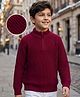 Pine Kids Knit Full Sleeves Solid Pullover Sweater - Wine