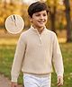Pine Kids Knit Full Sleeves Solid Colour High Neck Pullover- Beige