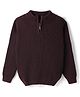 Pine Kids Knit Full Sleeves Solid Colour Pullover - Brown