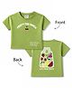 Ollypop Sinker Knit Half Sleeves Oversized Drop Shoulder T-Shirt with Front & Back Fruits Print - Green
