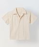 Spunkies Cotton Lycra Woven Half Sleeves Stripe Textured Shirt - Cream