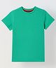 Spunkies Cotton Blend Woven Half Sleeves Solid Tee - Green