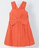 Spunkies Cotton Woven Sleeveless Bow Applique Detailed Dress - Orange