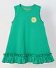 Spunkies Cotton Woven Sleeveless Floral Applique Detailed Dress - Green
