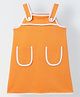 Spunkies Cotton Woven Sleeveless Piping Detailed Dress - Carrot