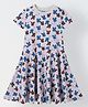 Spunkies Cotton Woven Half Sleeves Bunny Dress - Multi Colour