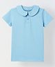 Spunkies Cotton Blend Woven Half Sleeves Solid Polo Tee - Aqua Blue