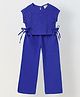 Spunkies Pure Cotton Woven Sleeveless Smocked Top & Pants Set - Royal Blue