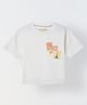 Spunkies Cotton Blend Woven Travel Theme Printed Top - White