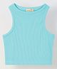 Spunkies Cotton Blend Woven Sleeveless Solid Top - Aqua Blue