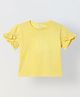 Spunkies Cotton Blend Woven Half Sleeves Solid Top - Yellow