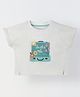 Spunkies Cotton Blend Woven Half Sleeves La Dolce Vita Text Printed Top - White