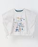 Spunkies Cotton Blend Woven Half Bat Wing Sleeves Travel Theme Printed Top - White
