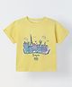 Spunkies Cotton Blend Woven Half Sleeves France Printed Top - Yellow