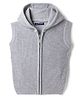 Pine Kids Knit Sleeveless Hooded Front Open Sweater With Cable Knit Design - Grey