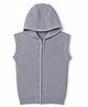 Pine Kids Knit Sleeveless Hooded Front Open Sweater With Cable Knit Design - Grey