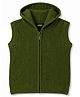 Pine Kids Knit Sleeveless Hooded Front Open Sweater With Cable Knit Design - Green