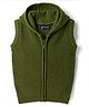 Pine Kids Knit Sleeveless Hooded Front Open Sweater With Cable Knit Design - Green