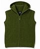Pine Kids Knit Sleeveless Hooded Front Open Sweater With Cable Knit Design - Green