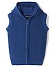 Pine Kids Knit Sleeveless Hooded Front Open Sweater With Cable Knit Design - Navy Blue