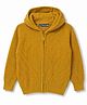 Pine Kids Knit Full Sleeves Front Open Hooded Sweater - Mustard