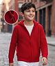 Pine Kids Knit Full Sleeves Front Open Hooded Sweater - Red