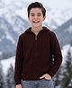 Pine Kids Knit Full Sleeves Front Open Hooded Sweater - Brown