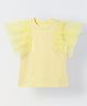 Spunkies Cotton Blend Woven Frill Sleeves Solid Top - Yellow