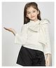 Peppermint Knitted Knit Full Sleeves Bow Applique Detailed Top - Cream