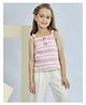 Peppermint Cotton Knit Sleeveless Shells Applique Detailed Top - Pink