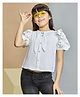 Peppermint Georgette Woven Half Puffed Sleeves Solid Top - Cream