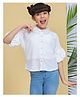 Peppermint Woven Three Fourth Sleeves Lace Detailed Top - White