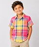 CrayonFlakes Cotton Woven  Half Sleeves Checked Shirt - Pink