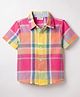 CrayonFlakes Cotton Woven  Half Sleeves Checked Shirt - Pink