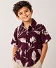 CrayonFlakes Cotton Woven Half Sleeves Floral Printed Shirt - Wine
