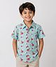 CrayonFlakes Cotton Woven Half Sleeves Floral Printed Shirt - Green