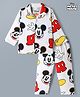 Babyhug Disney 100% Cotton Knit Full Sleeves Co-Ords Shirt & Pyjama Night Suit With Mickey Mouse Graphic - White