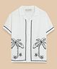 The Lion and the Fish Viscose Woven Half Sleeves Tree Embroidered Shirt - Off White