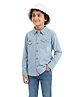 The Lion and the Fish Cotton Woven Half Sleeves Penguin Patch Detailed Shirt - Denim Blue