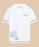 The Lion and the Fish Cotton Woven Half Sleeves Fish Embroidered Shirt - Off White