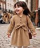Mark & Mia Texture Winter Frock with Full Sleeves & Belt - Brown