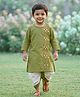 Desi Soota Cotton Woven Full Sleeves Floral Embroidered Kurta Dhoti Set - Green