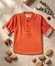 Desi Soota Cotton Woven Full Sleeves Floral & Arrow Printed Printed Kurta - Orange
