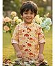 Desi Soota Cotton Woven Full Sleeves Elephant Printed Kurta - White